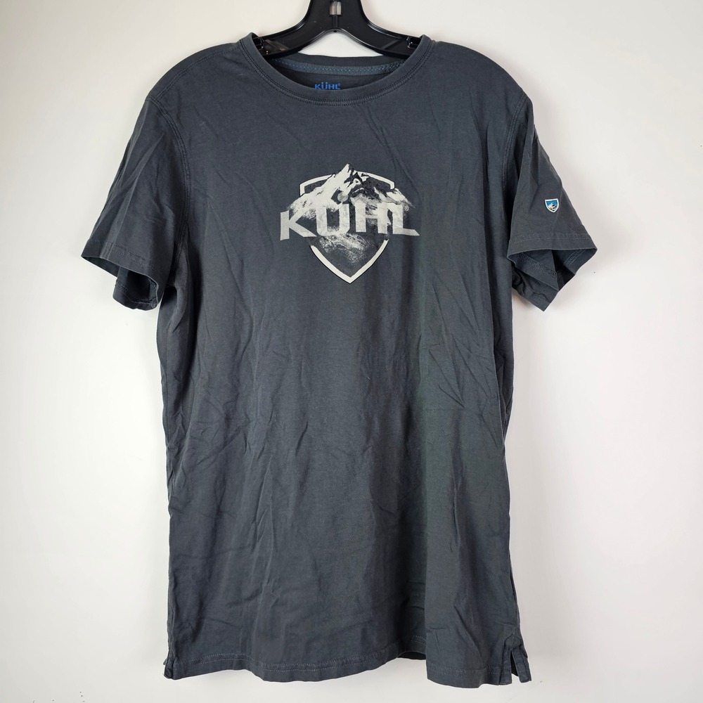 Kuhl Mens M Born in the Wildfibre T-Shirt Gray Organic Cotton Mountain Logo SS